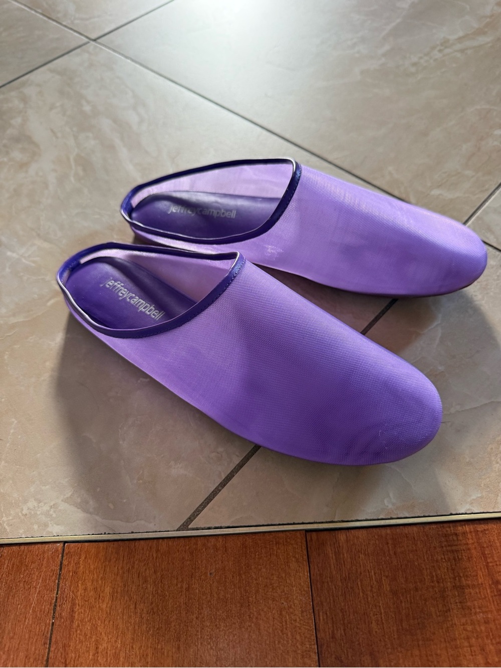 Jeffrey Campbell modern Purple mesh Slip-On Mules sz 7.5